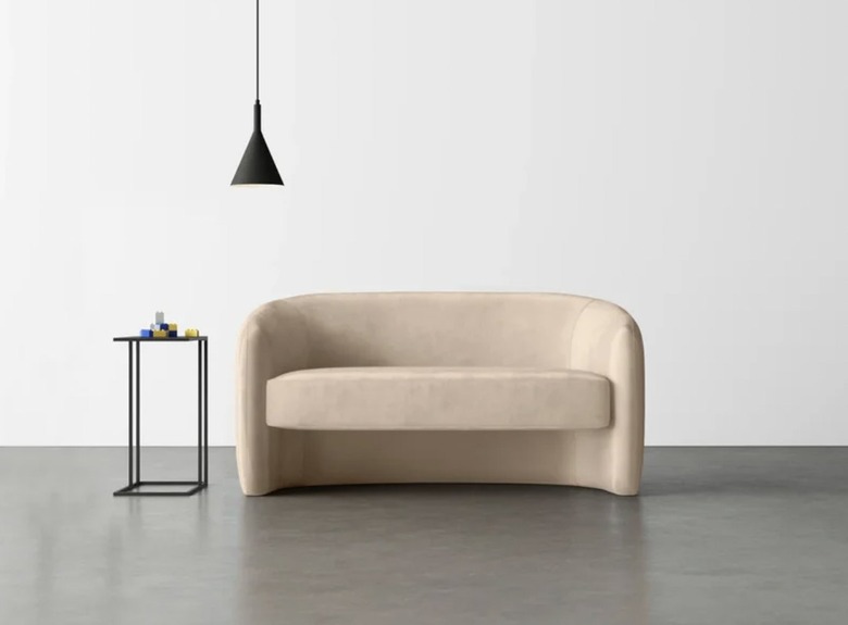 AllModern velvet pink upholstered loveseat