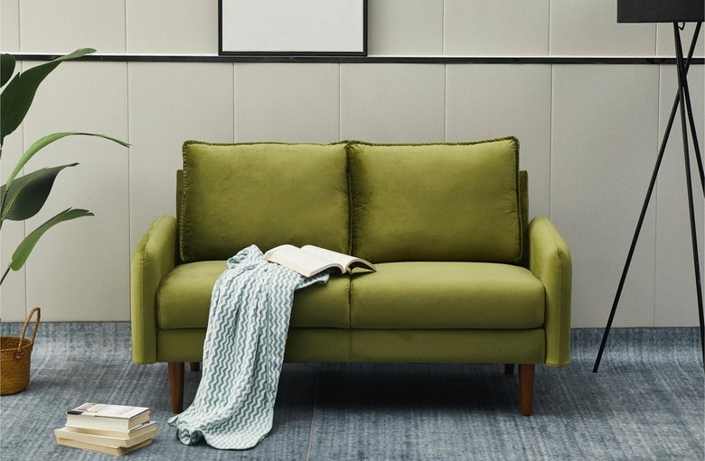 Wayfair olive green velvet round arm loveseat