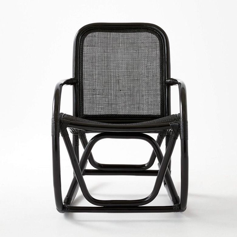 CB2 Portofino Black Rattan Rocking Chair