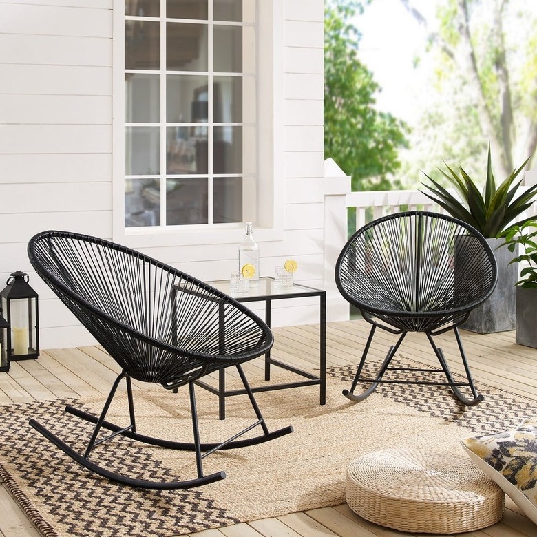 Corvus Sarcelles Modern Wicker Patio Rocking Chairs