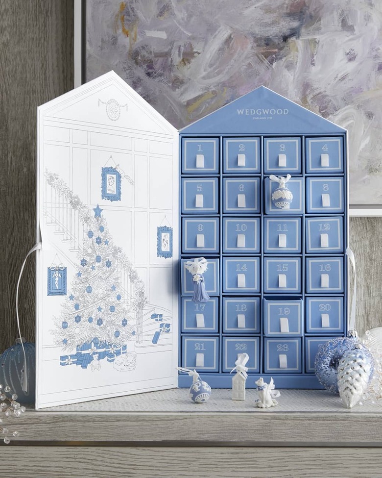 Blue advent calendar with ornaments