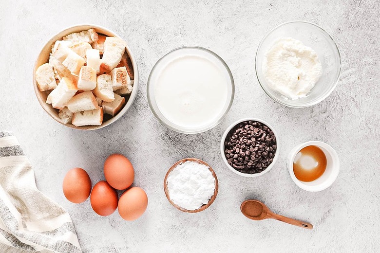 Ingredients for cannoli French toast casserole