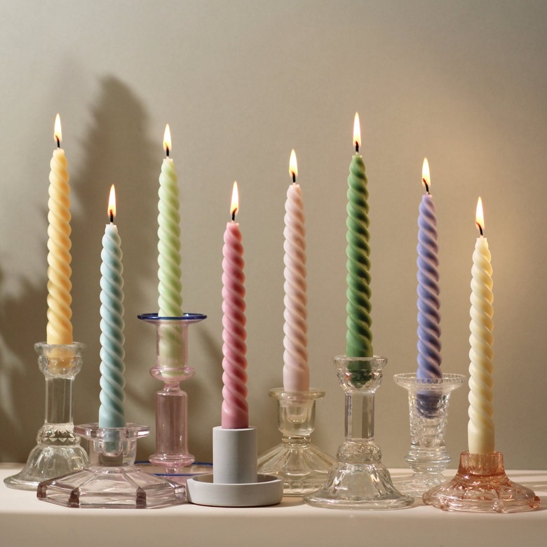 Twisted candles in various colors
