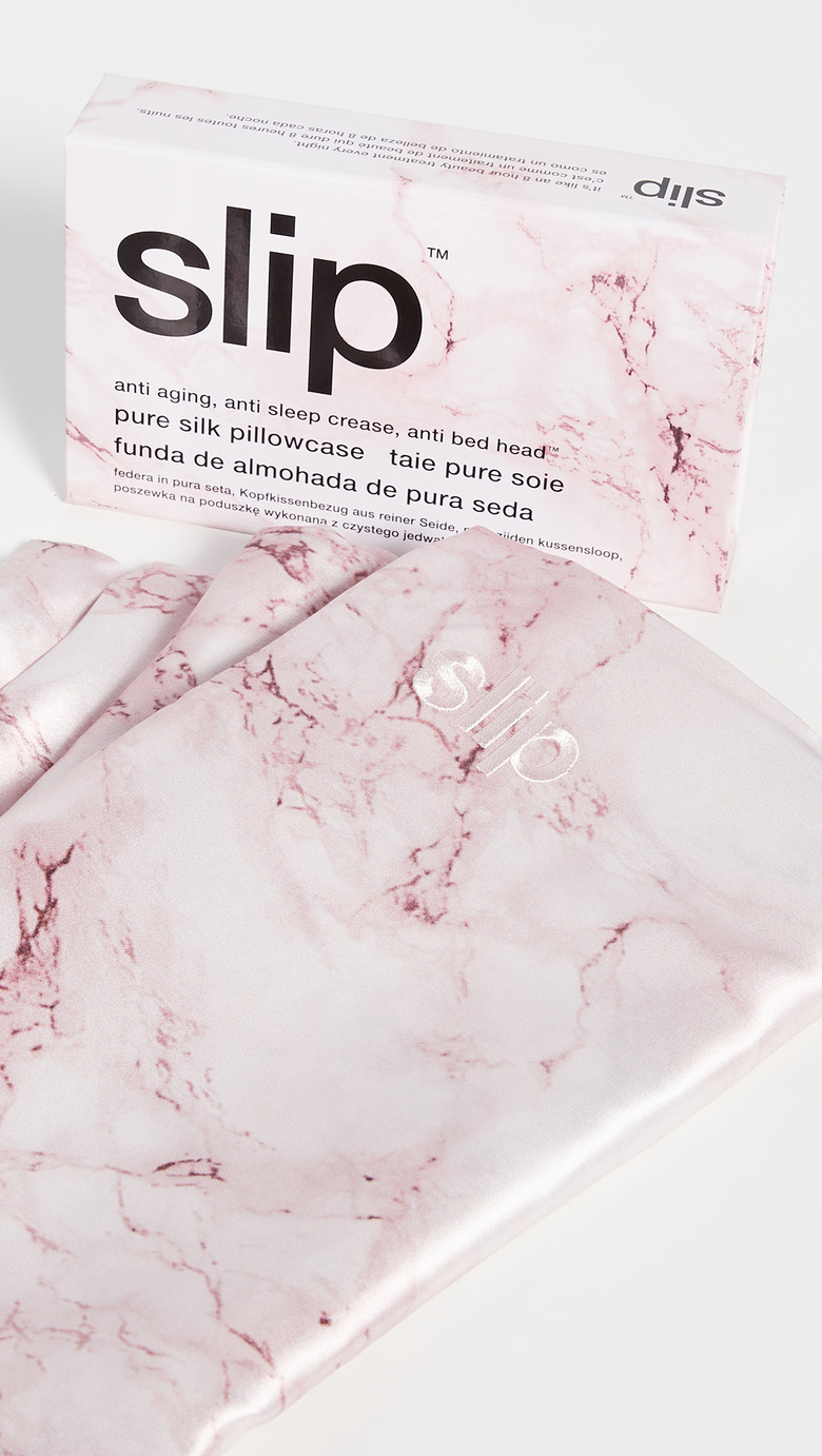 SLIP Pink Marble Silk Pillowcase