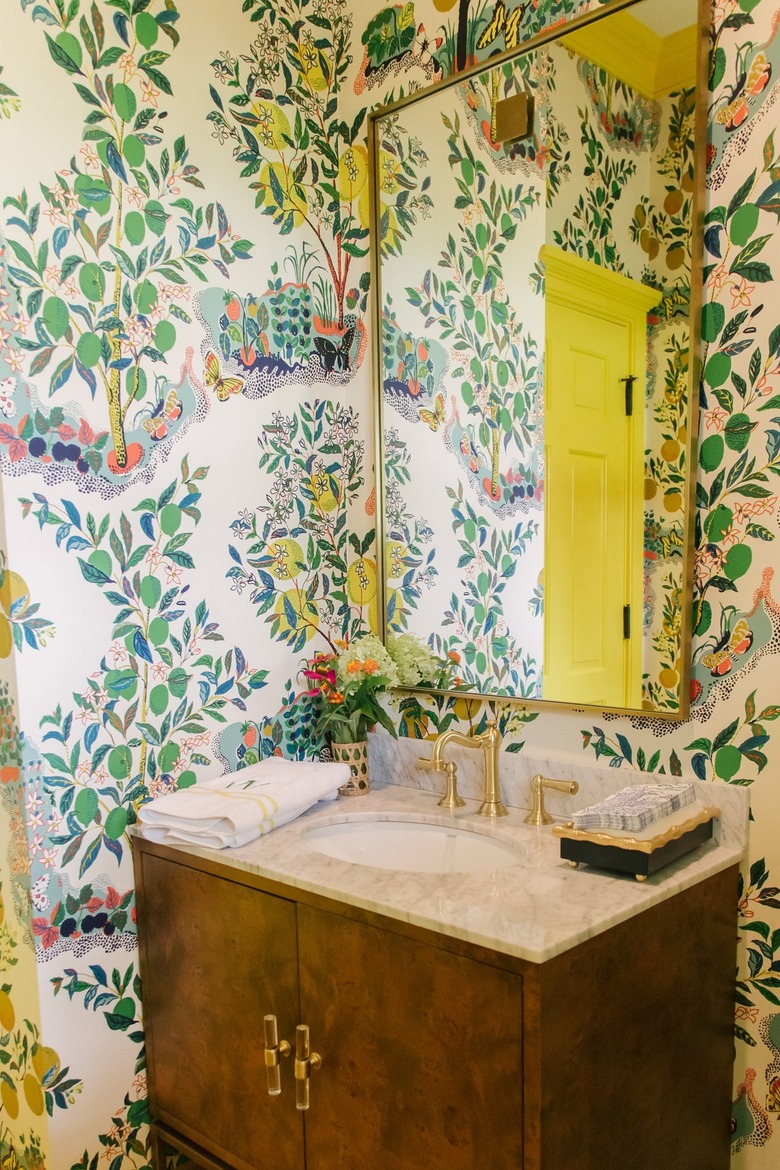 yellow door maximalist bathroom