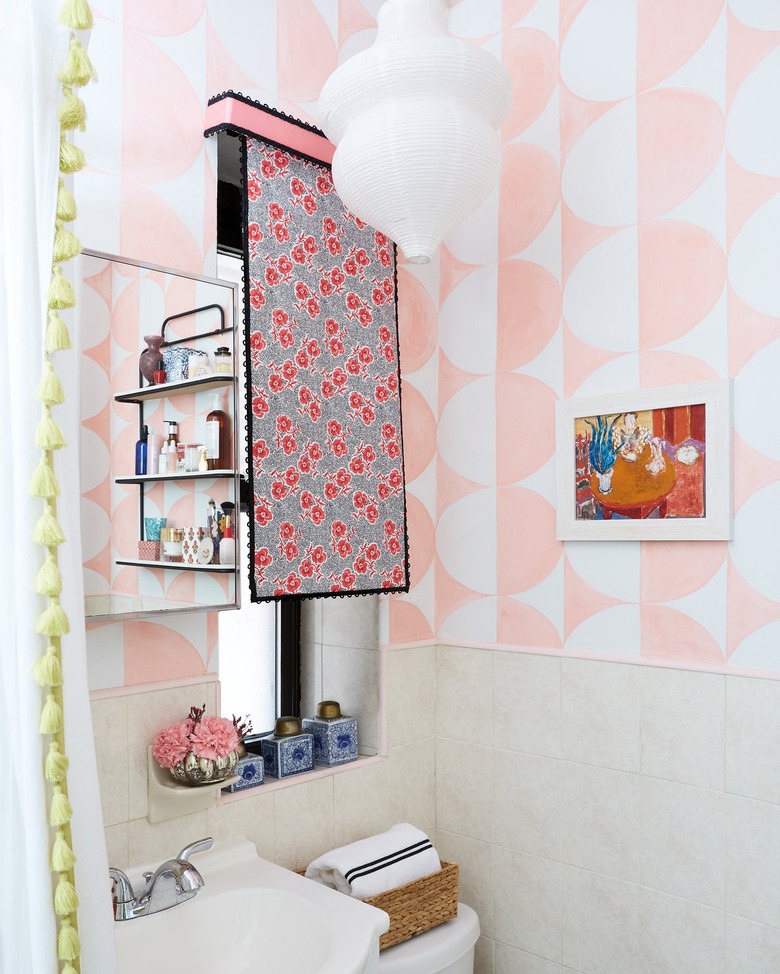 pink pattern maximalist bathroom