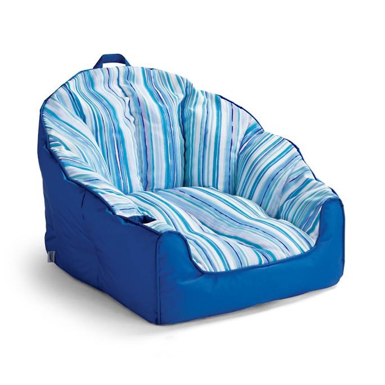 Blue and white striped pool chair