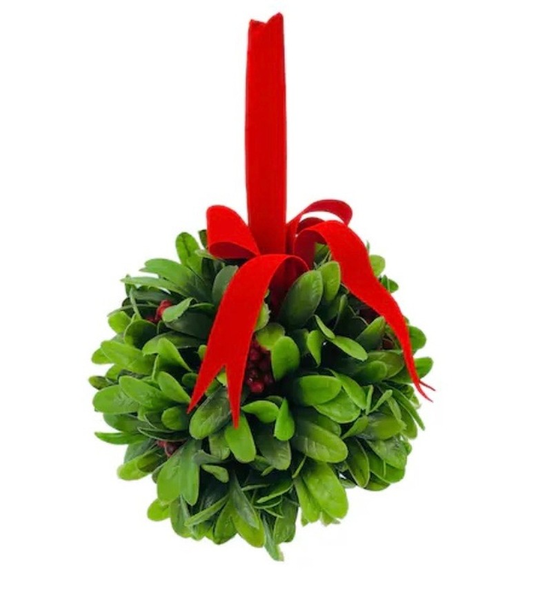 A ball of faux mistletoe