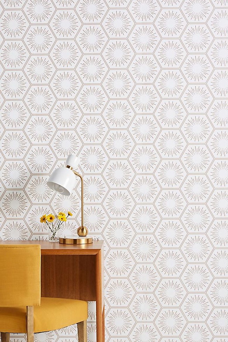 Atomic midcentury modern wallpaper with starbursts