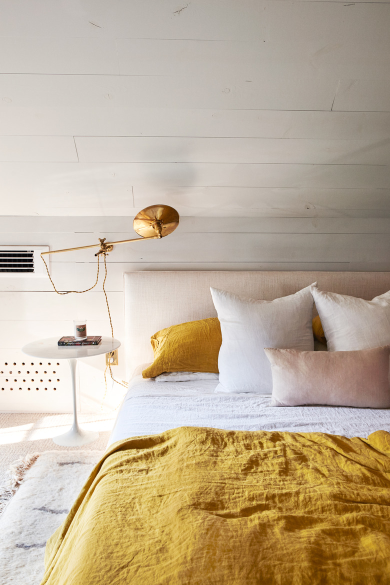 Bright yellow bed throws sale