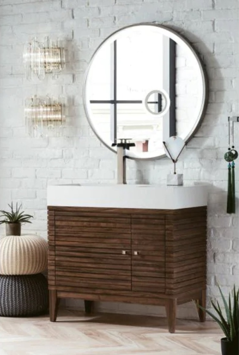 walnut reeded midcentury vanity
