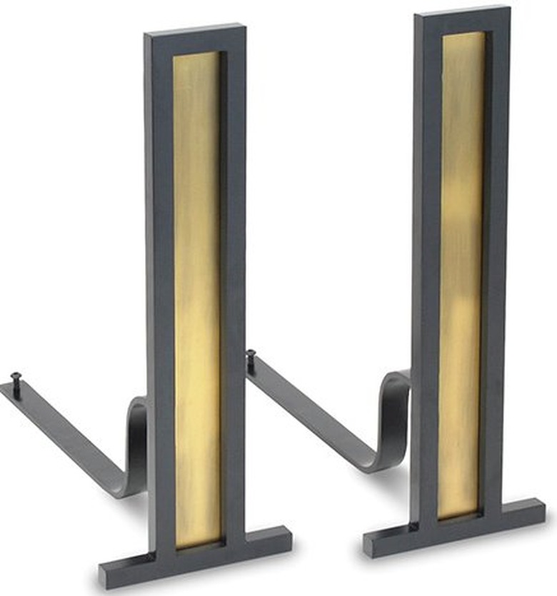 two-tone finish iron fireplace andirons