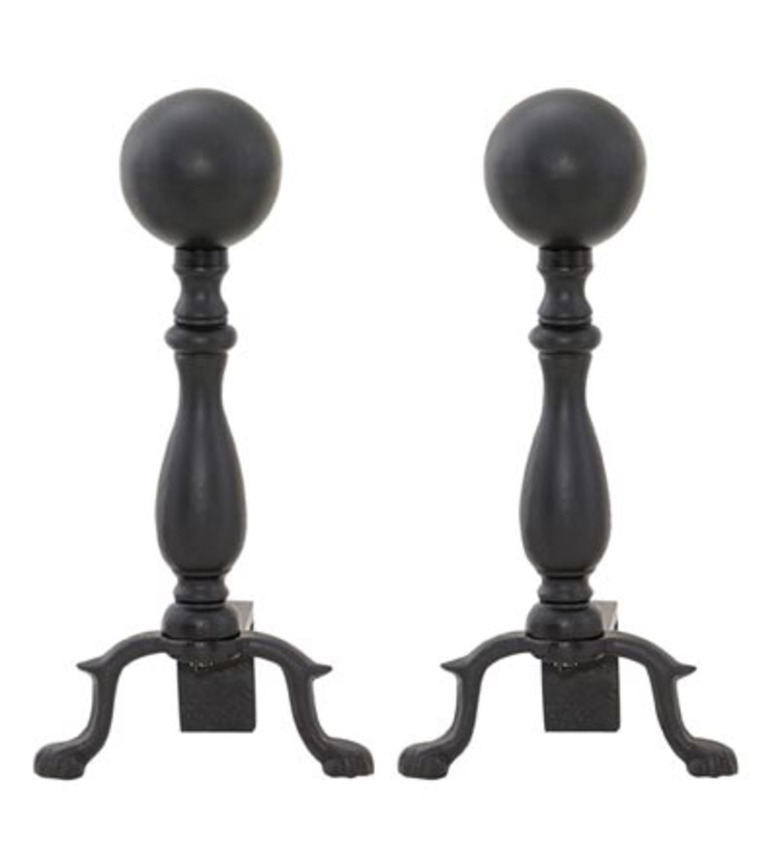 black fireplace andirons