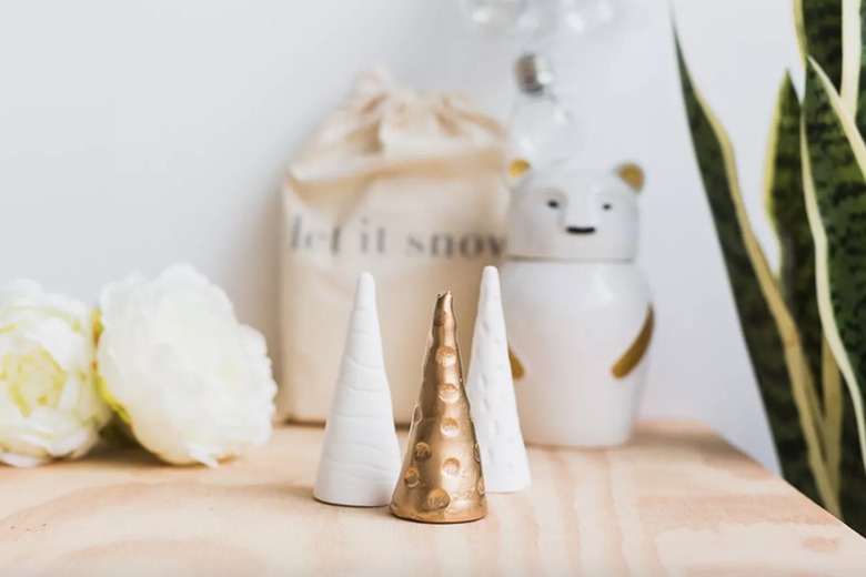 White and gold clay trees