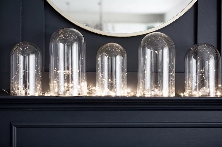 Glass cloche with lights display