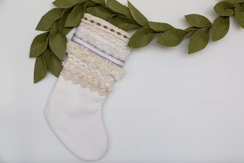 white boho christmas stocking