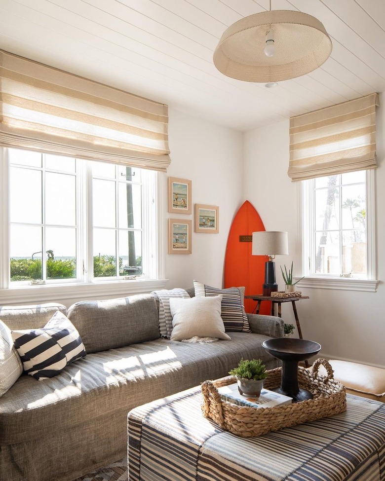 Modern coastal living room in gray