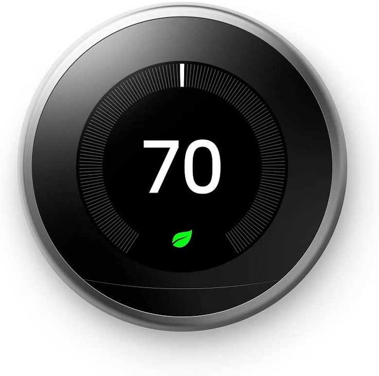 Black round thermostat with touchscreen