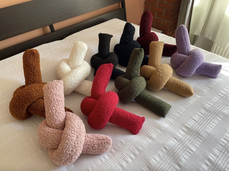 colorful knot pillows