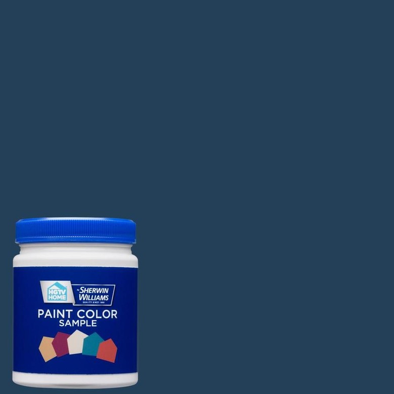 Dark blue paint sample with teal undertone