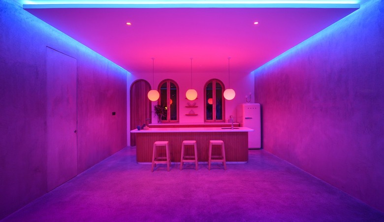 home bar with neon lighting