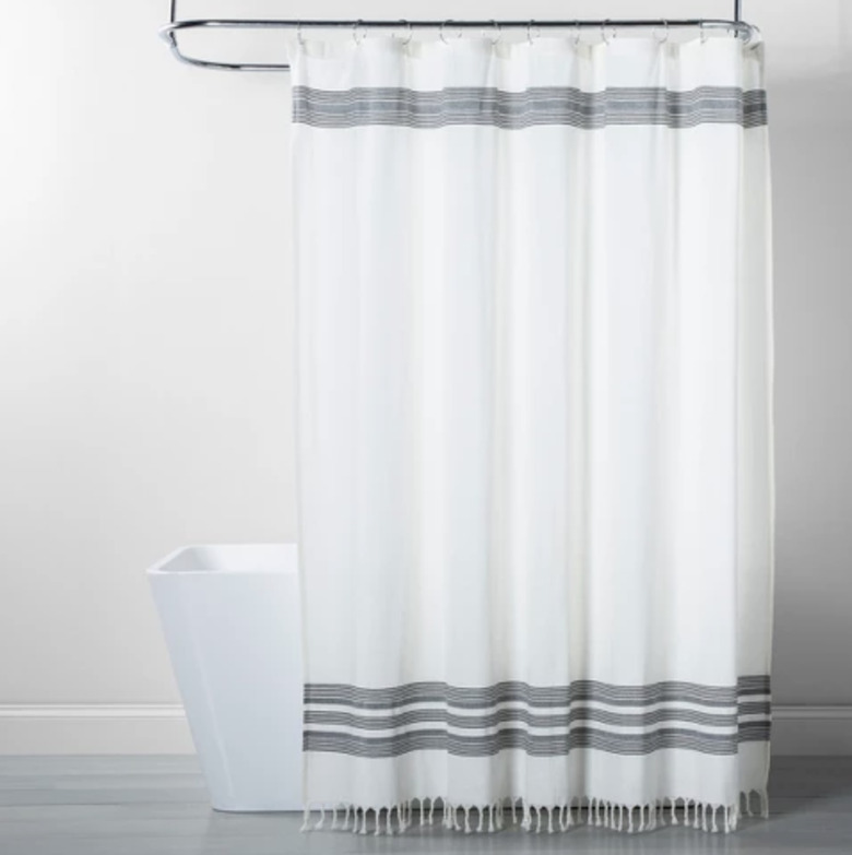 Target Threshold Strip Fringe Shower Curtain