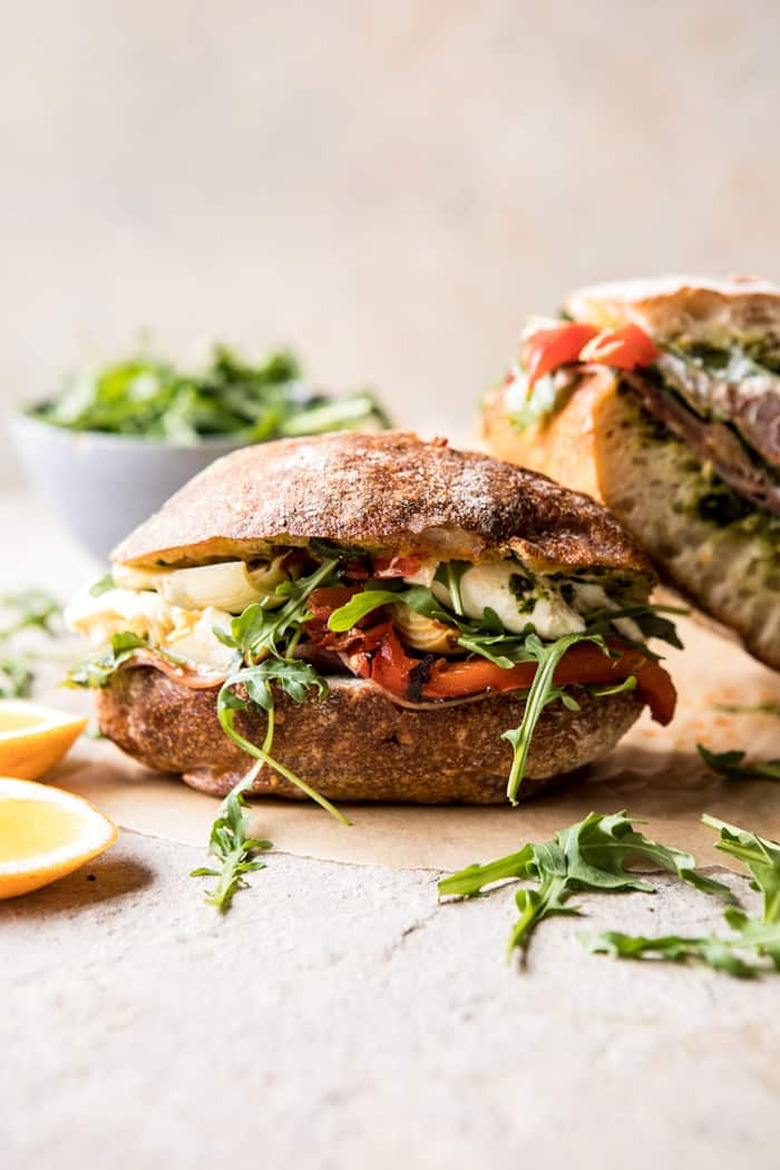 Antipasto Mozzarella Sandwich with Lemon Pesto by Half Baked Harvest