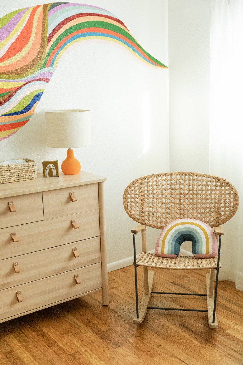 Rattan rocking chair in nursery