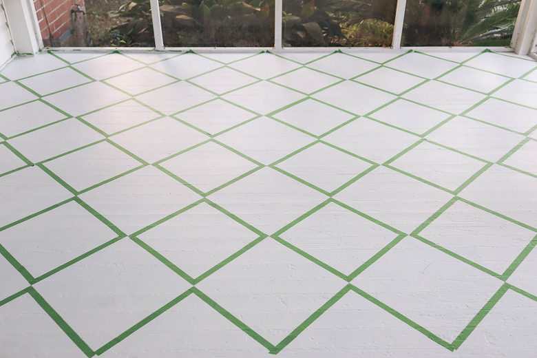 Diamond pattern taped off on floor