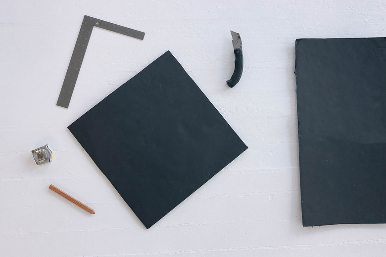 Square template cut from black foam core