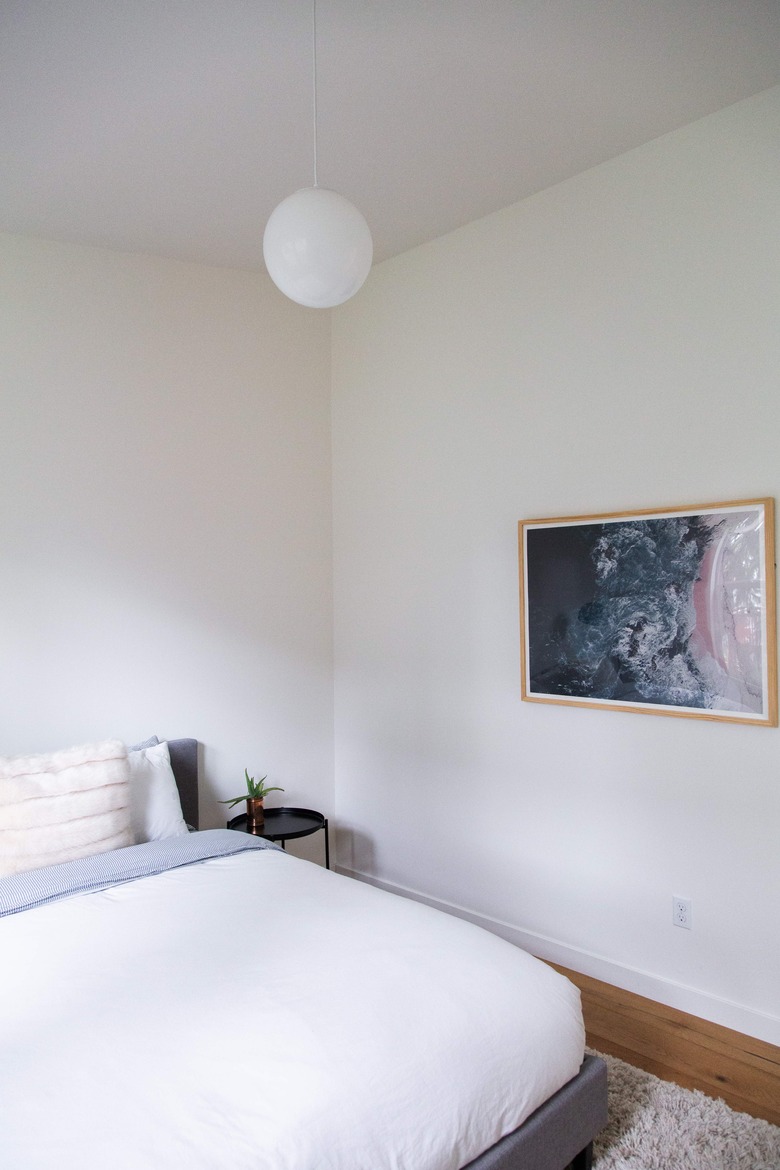 Minimalist bedroom in Meakins home