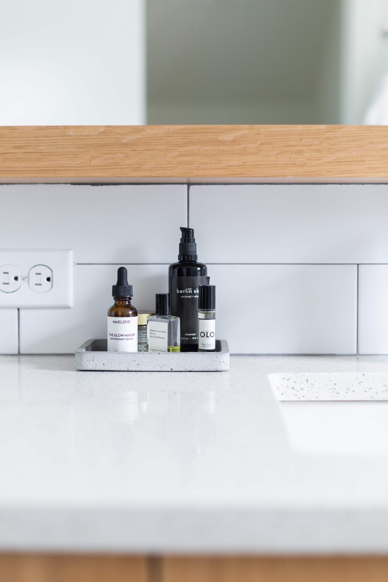 Bathroom counter in Meakins home