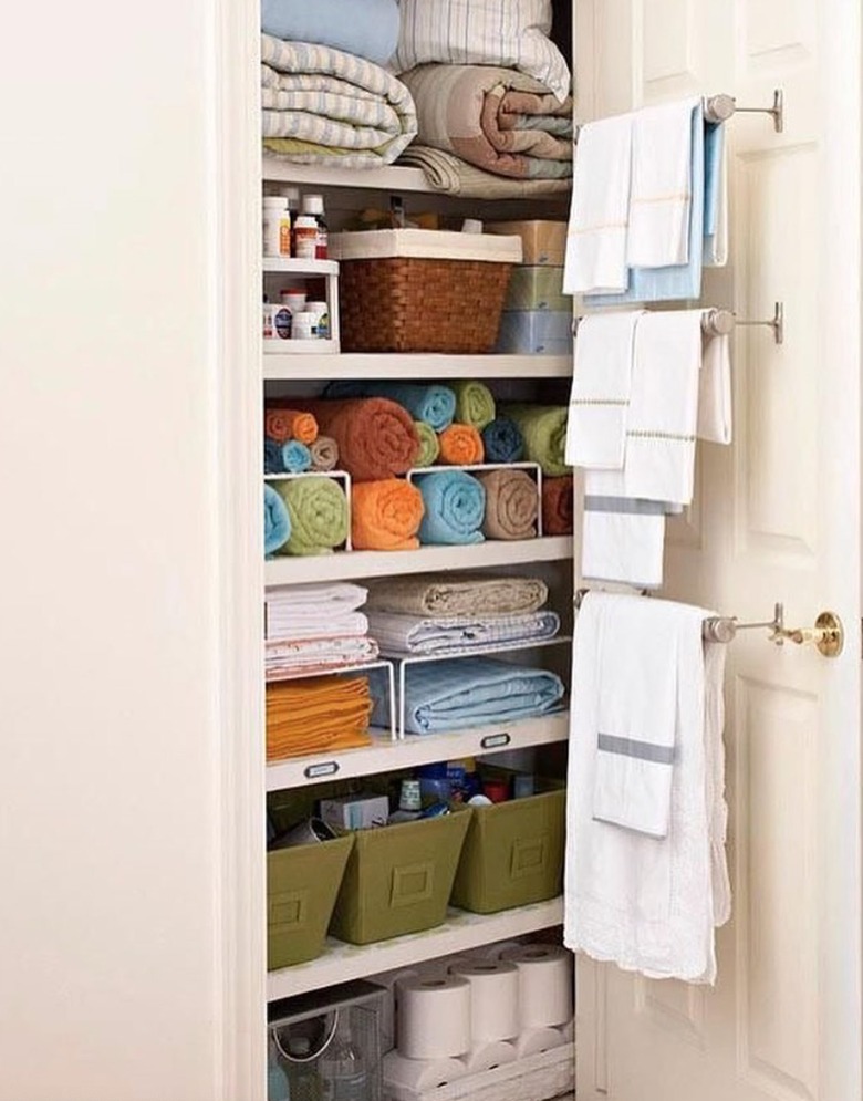 Linen closet with towel racks