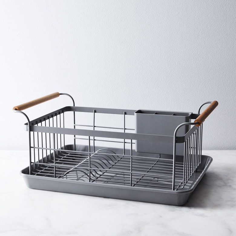 Yamazaki Home Wood-Handled Dish Rack in Food52 Grey