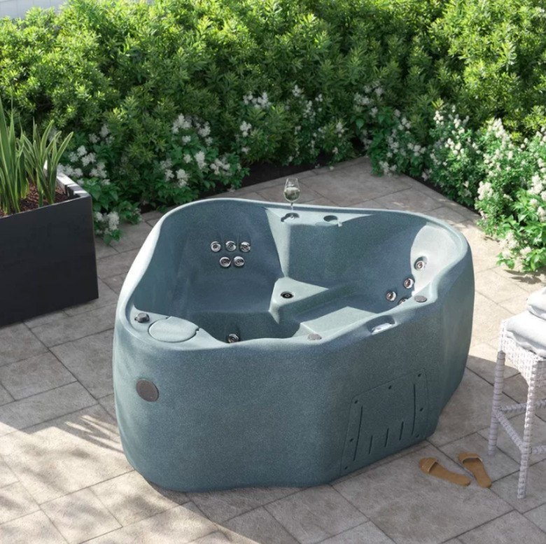 wayfair Portable Hot Tub in bricked yard