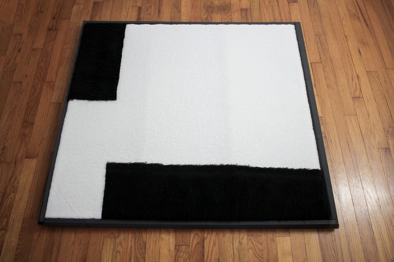 Minimalist black and white shearling wall art