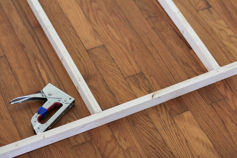 Wood frame with staple gun