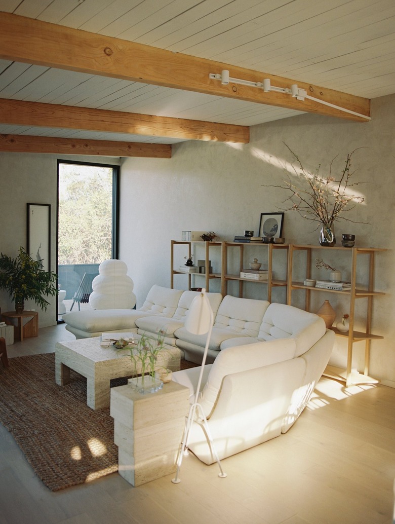 Vintage pieces fill the living area.