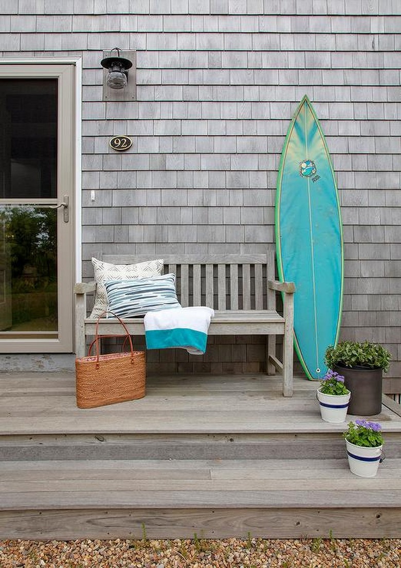cedar shingled home with taupe trim