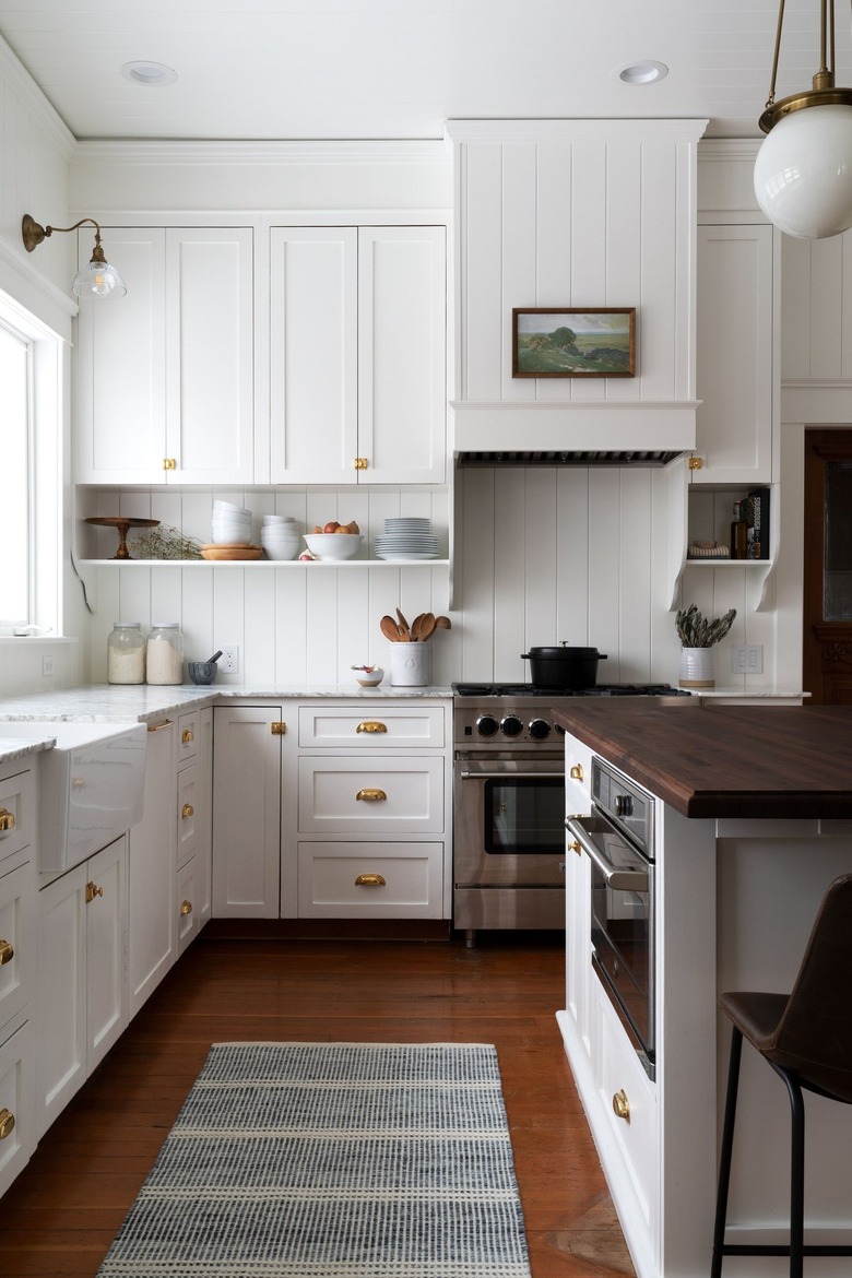 white walls with white cabinets