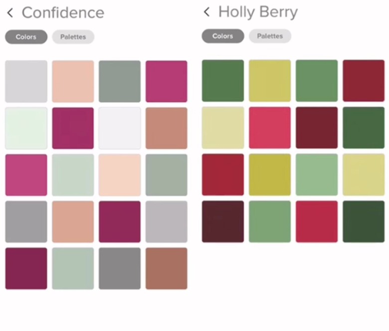 Two color palettes featuring berry colors