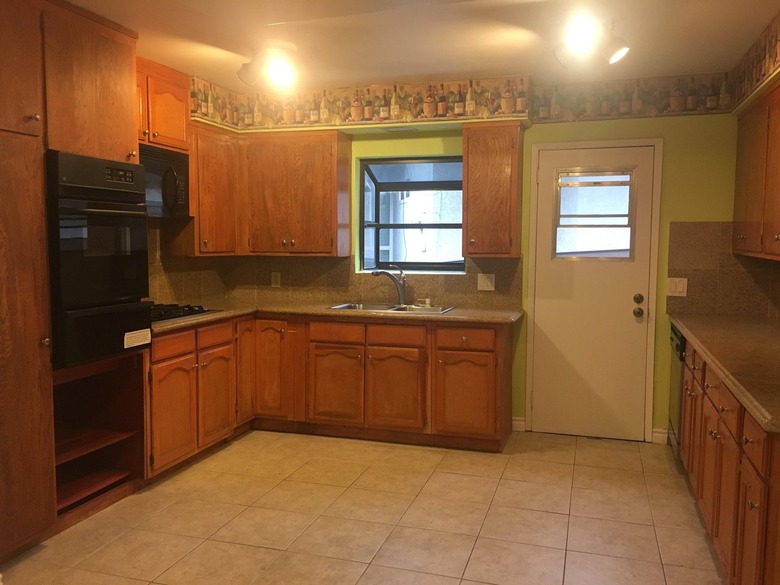 kitchen with wood cabinets