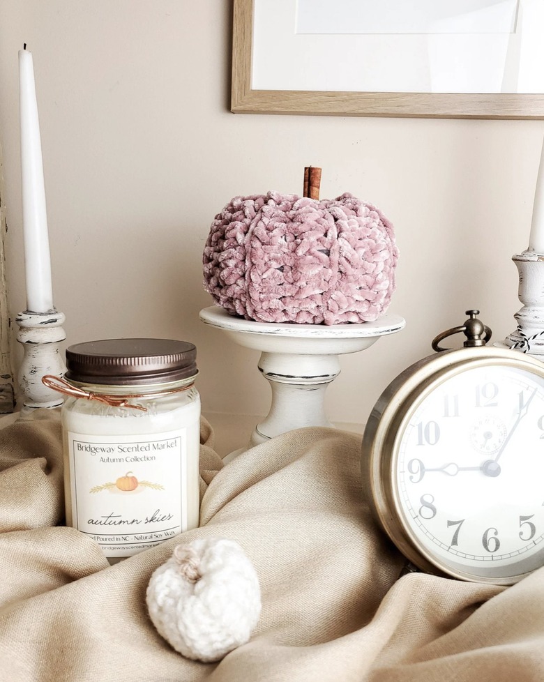 Iris and Evergreen Crochet Pumpkins