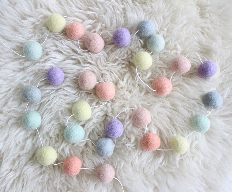 Sheep Farm Felt Pastel Rainbow Pom Pom Garland