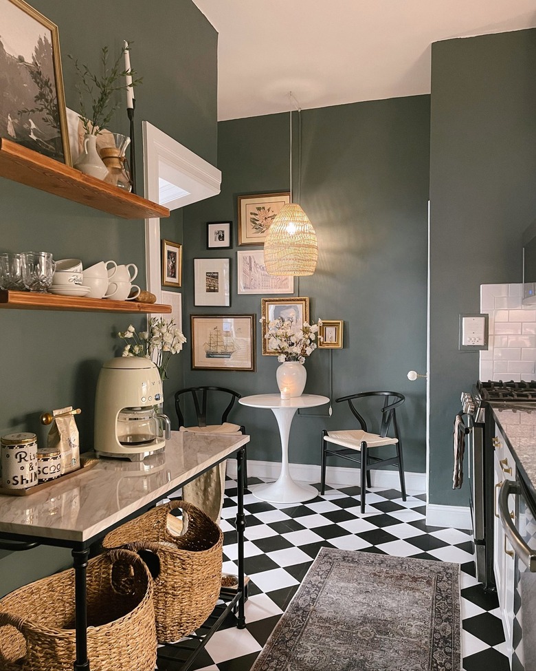 black and white checkered tile