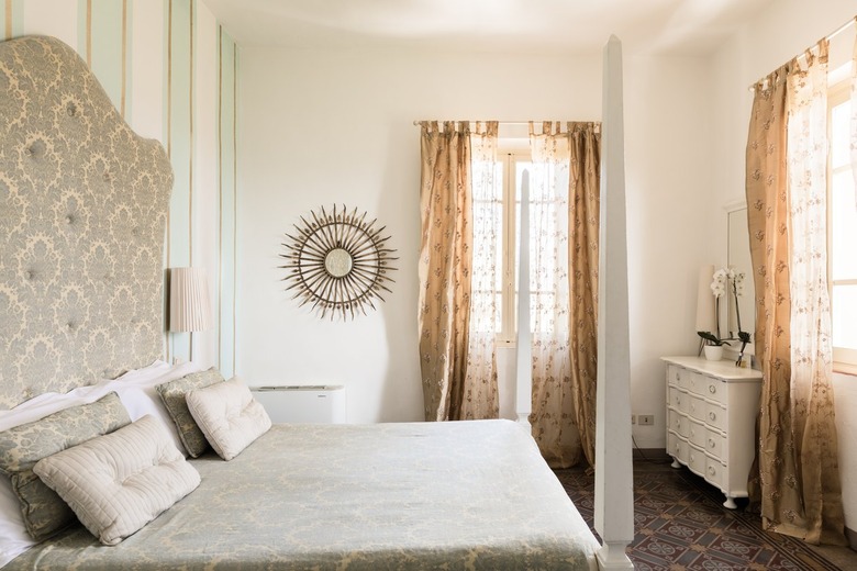 Bedroom with upholstered headboard