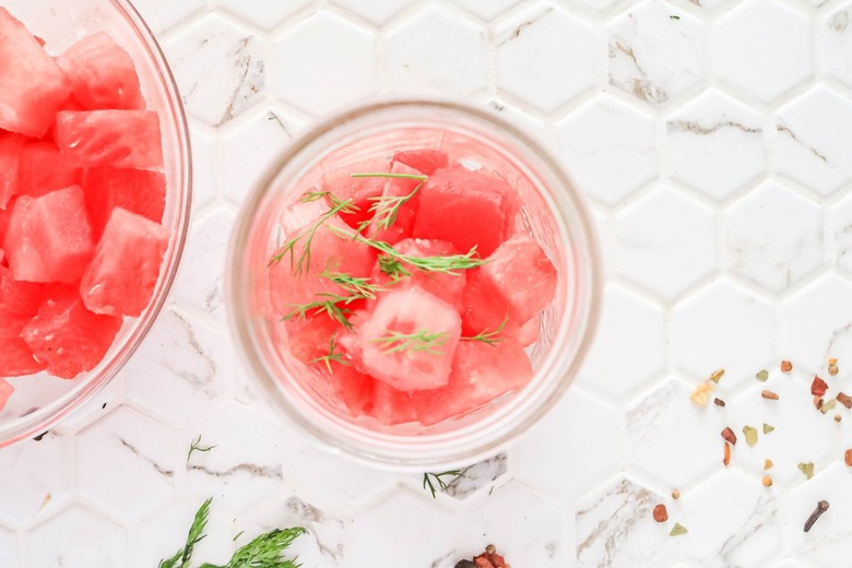 Add watermelon to jars