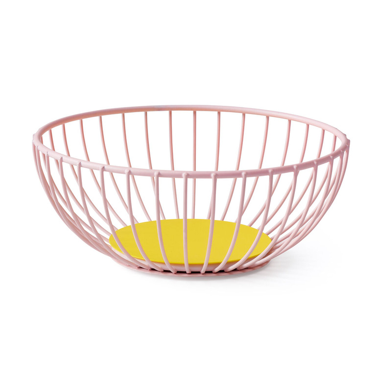 powder coated pastel pink fruit bowl