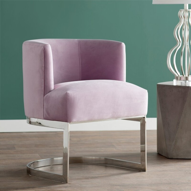 pastel purple velvet upholstered side chair