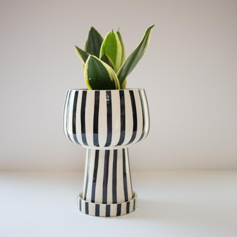 Justina Blakeney Kaya Three-Piece Ceramic Planter in black and white